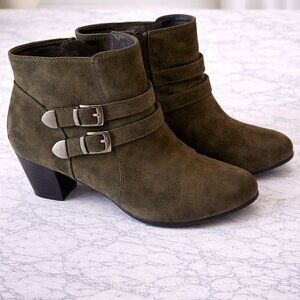Rialto Olive Double-Buckle Ankle Boots